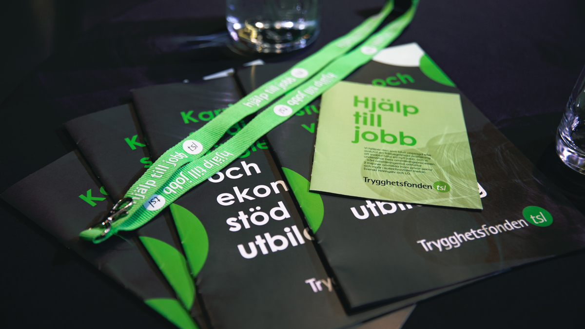 Trygghetsfonden TSL:s broschyrer och nyckelband